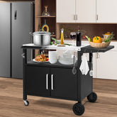 HAOYYE Outdoor Grill Cart with Storage Rolling Bar Cart Movable Kitchen Island for BBQ Patio Food Prep Table with Wheels Foldable Top and Hooks Portable Outdoor Serving Station for Deck Garden Balcony Cooking and Entertaining